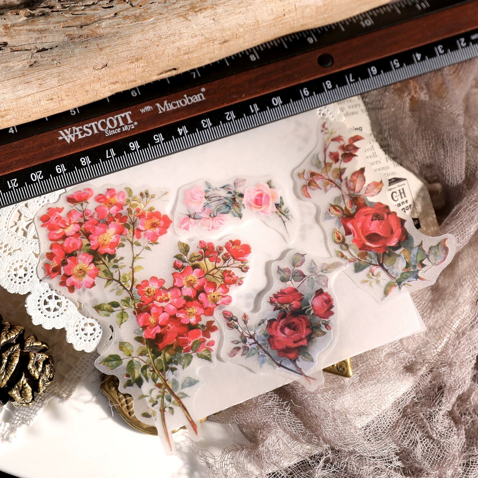 Larger Flowers Vellum Stickers