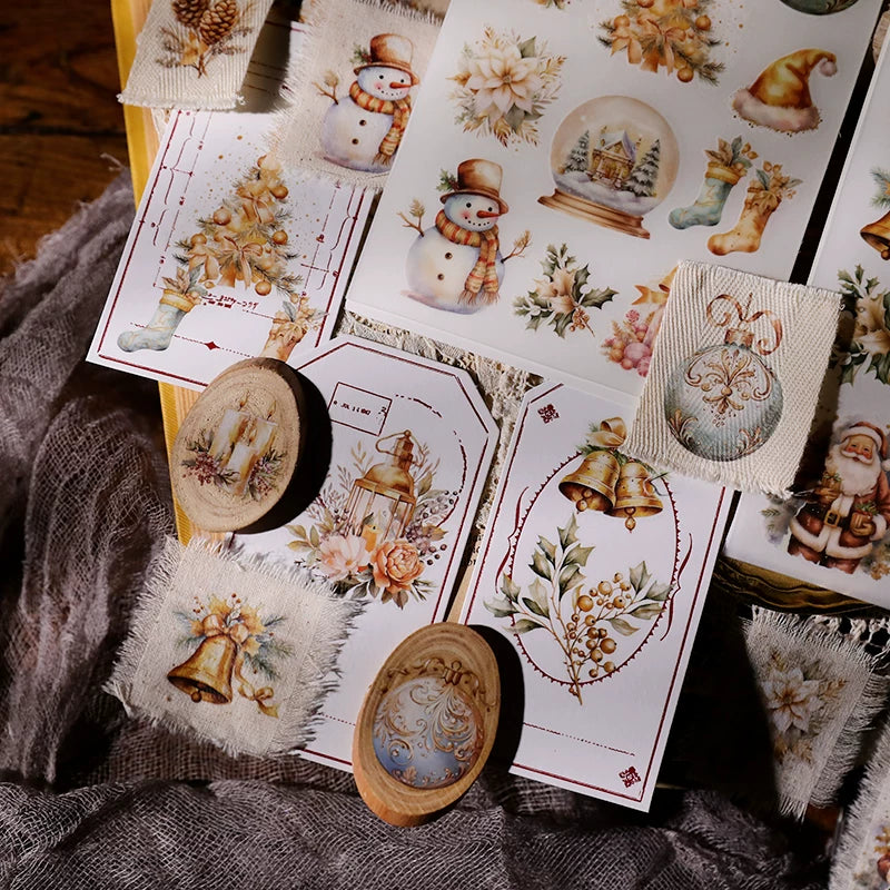 Golden Christmas Matte Rub-on Transfers 2 Small Sheets
