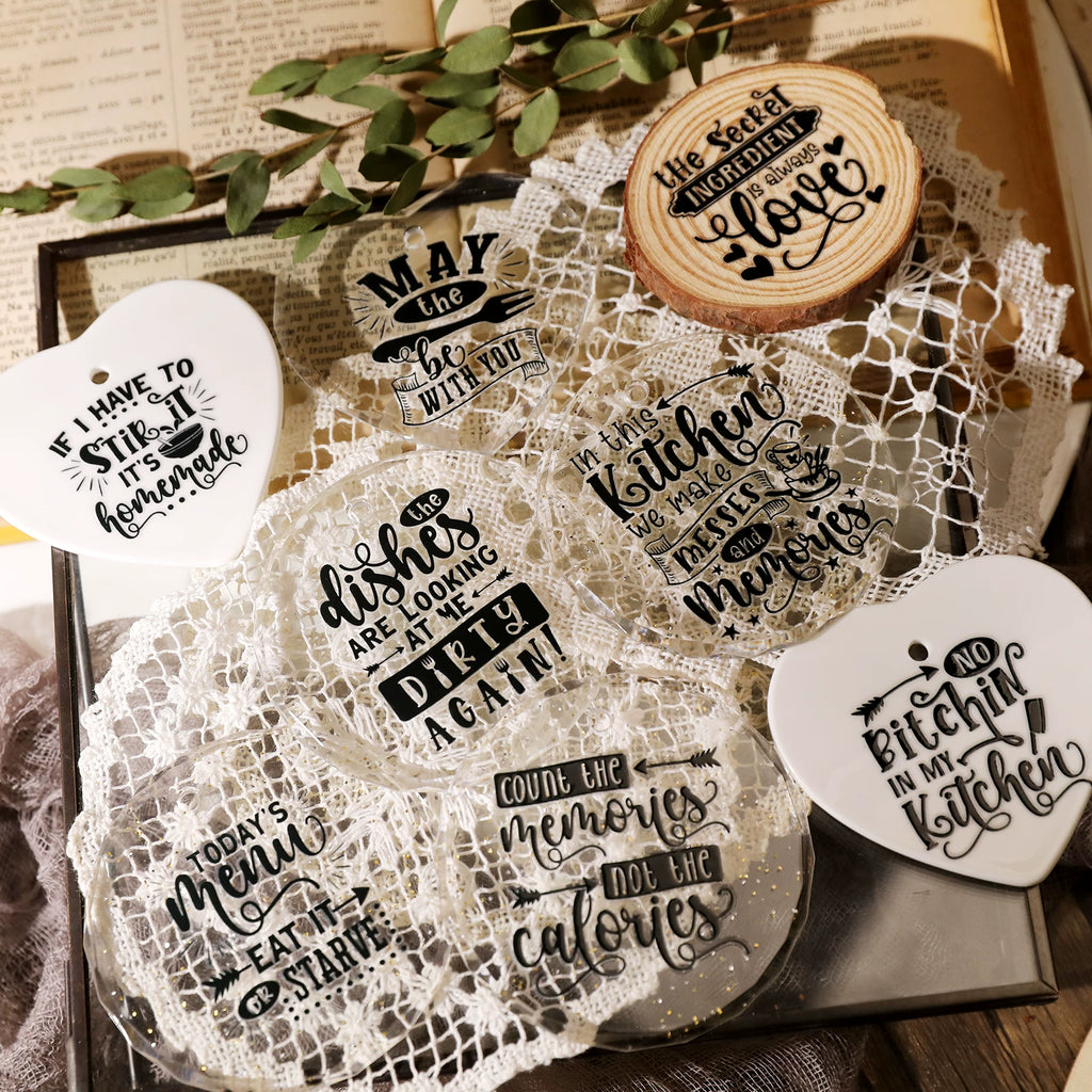 Kitchen Phrases UV-DTF Rub-on Stickers