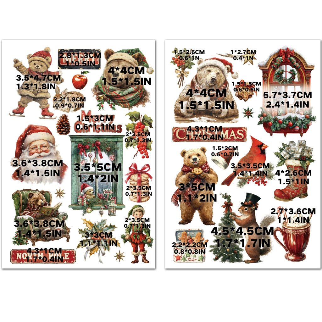 Christmas Matte Rub-on Transfers 2 Small Sheets