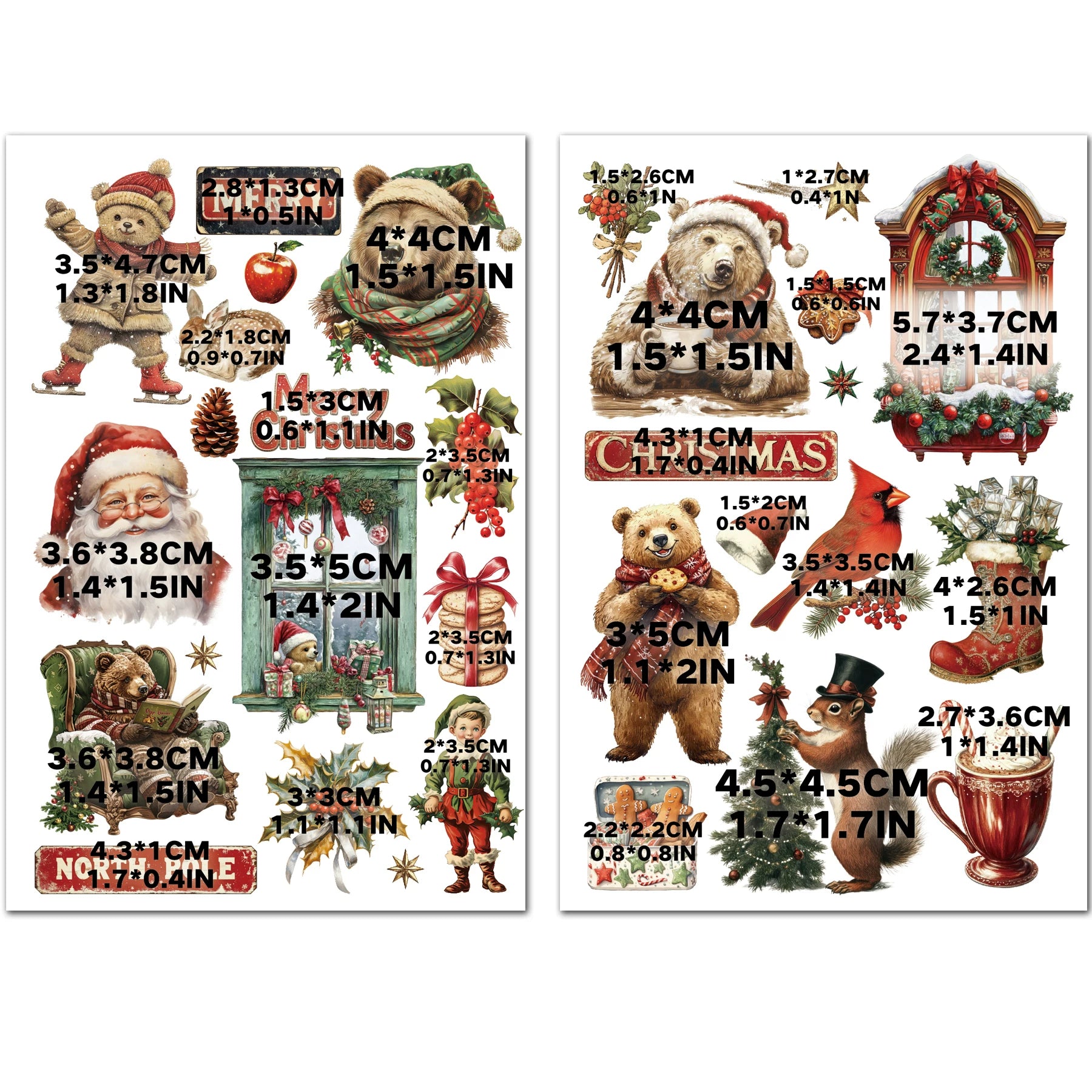 Christmas Matte Rub-on Transfers 2 Small Sheets