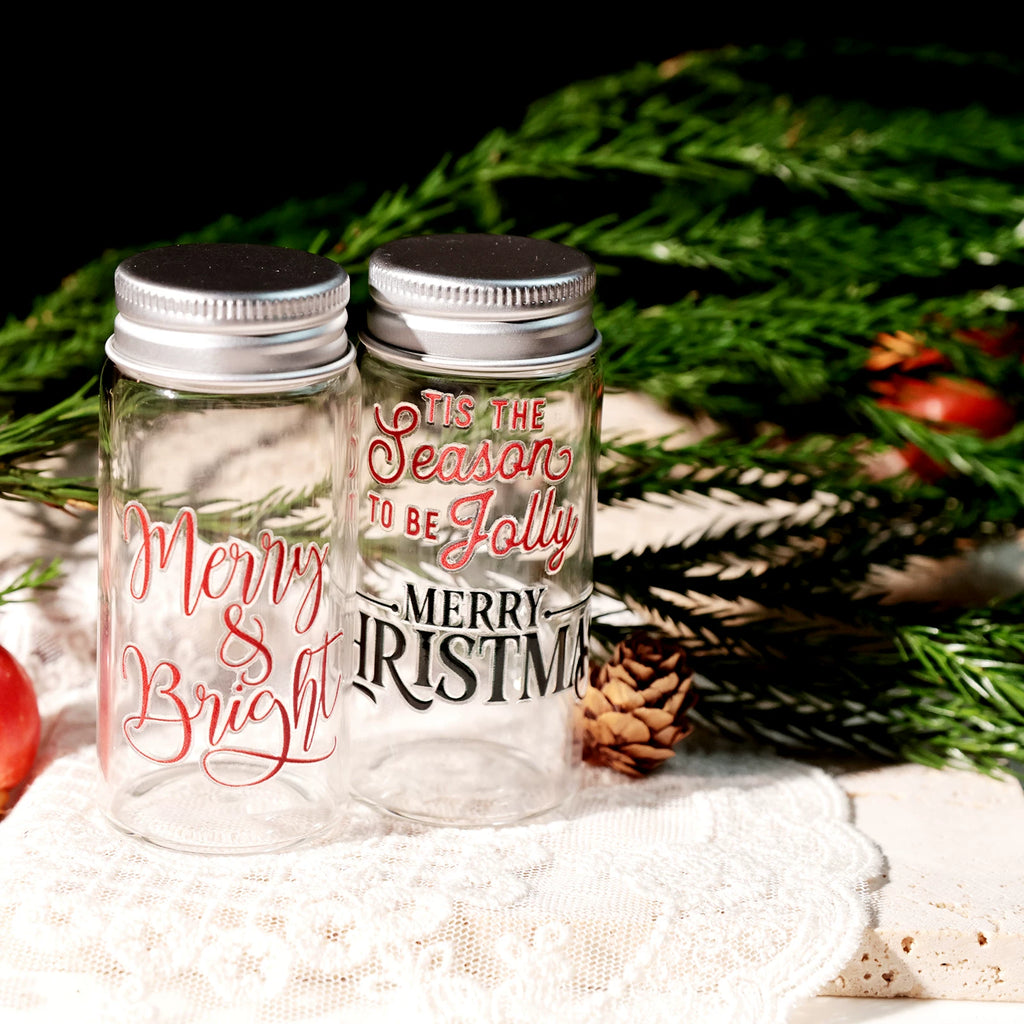 Christmas Black and Red Quotes UV-DTF Rub-on Stickers