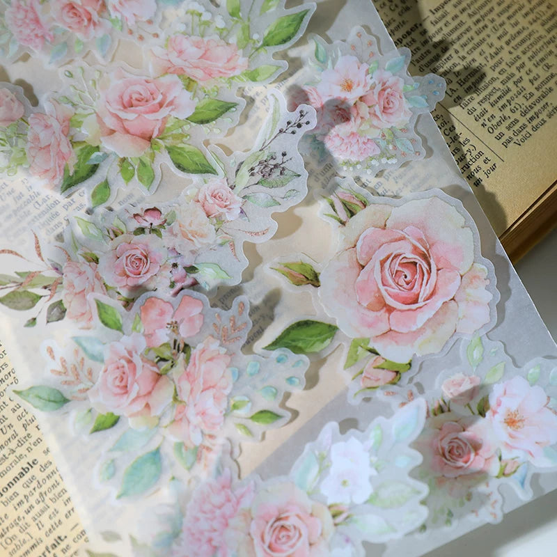Pink Roses Vellum Stickers