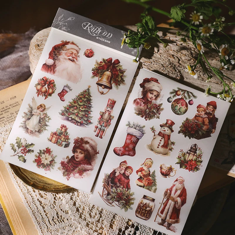 Red Christmas Matte Rub-on Transfers 2 Small Sheets