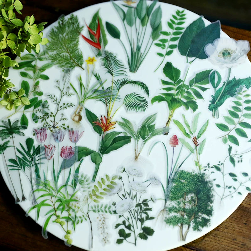 Tropical Plants and Butterflies Vellum Stickers