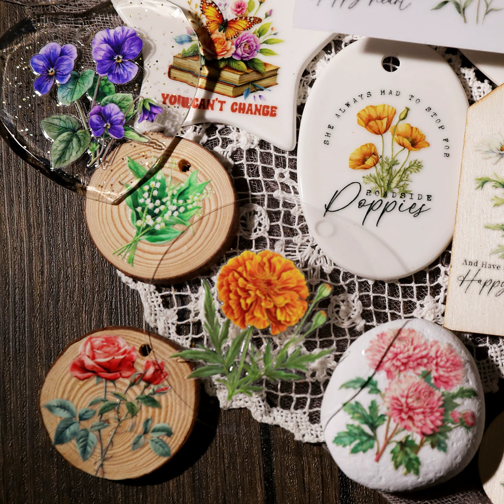 Flower Phrases UV-DTF Rub-on Stickers