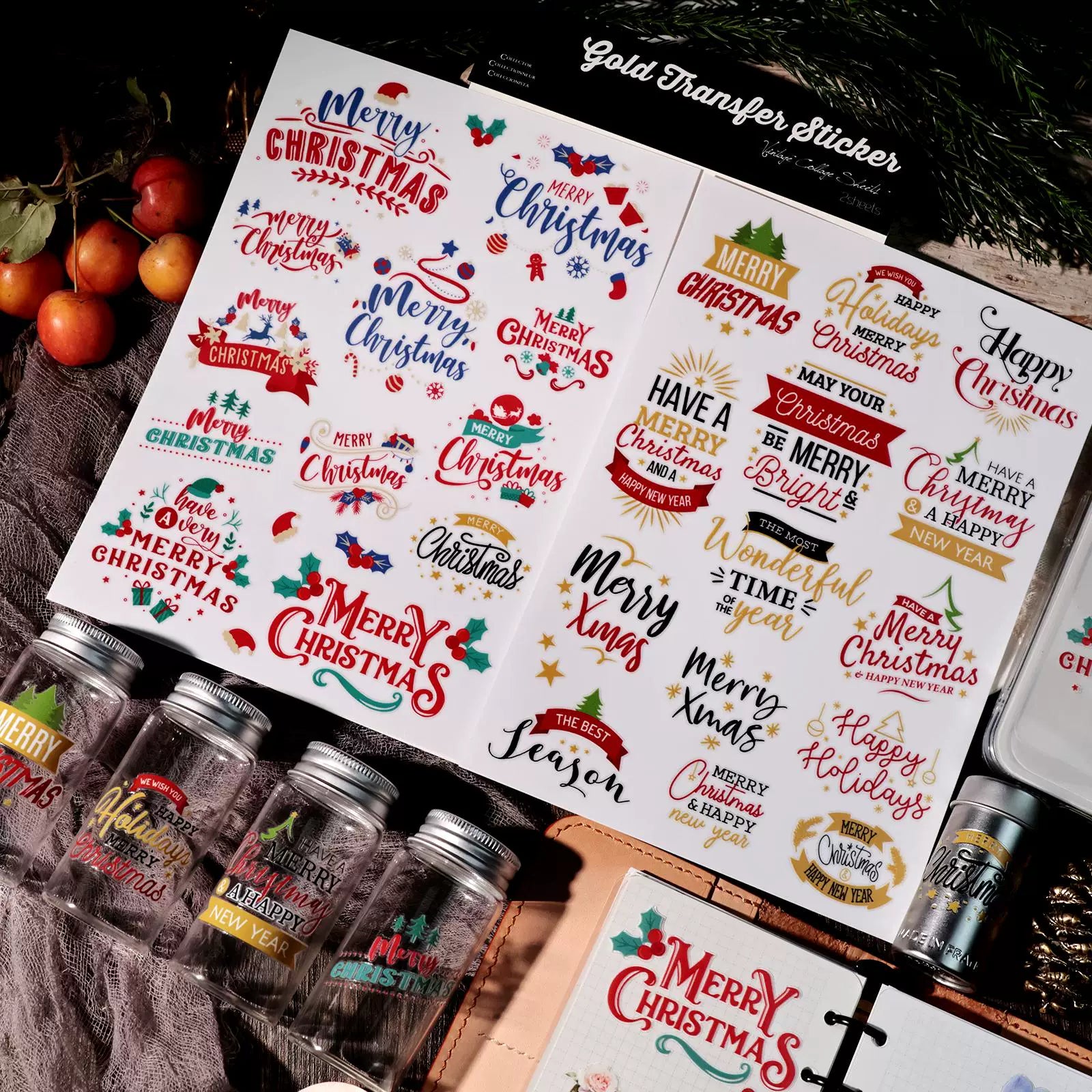 Christmas Color Quotes UV-DTF Rub-on Stickers