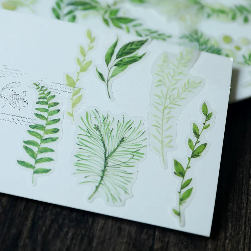 Fresh Green Leaves Vellum Stickers
