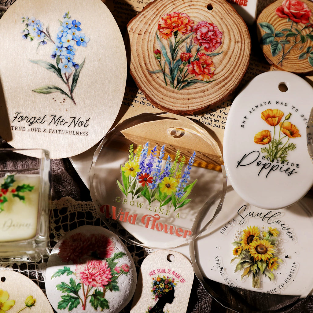 Flower Phrases UV-DTF Rub-on Stickers