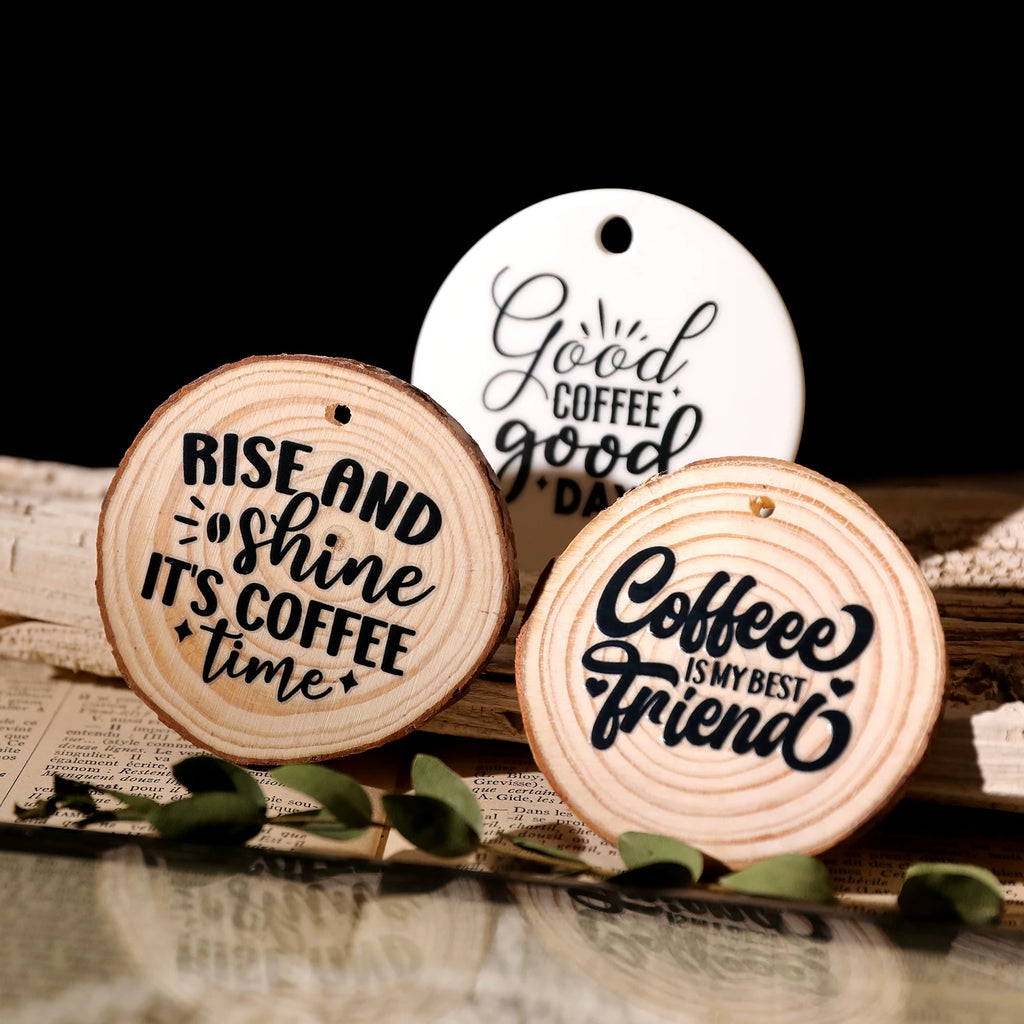 Coffee Phrases UV-DTF Rub-on Stickers