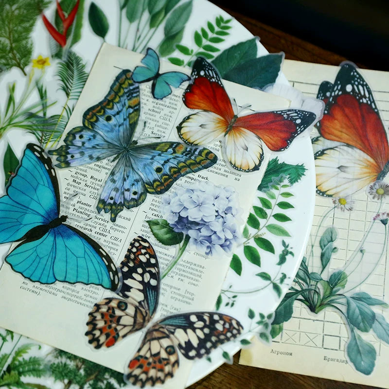 Tropical Plants and Butterflies Vellum Stickers