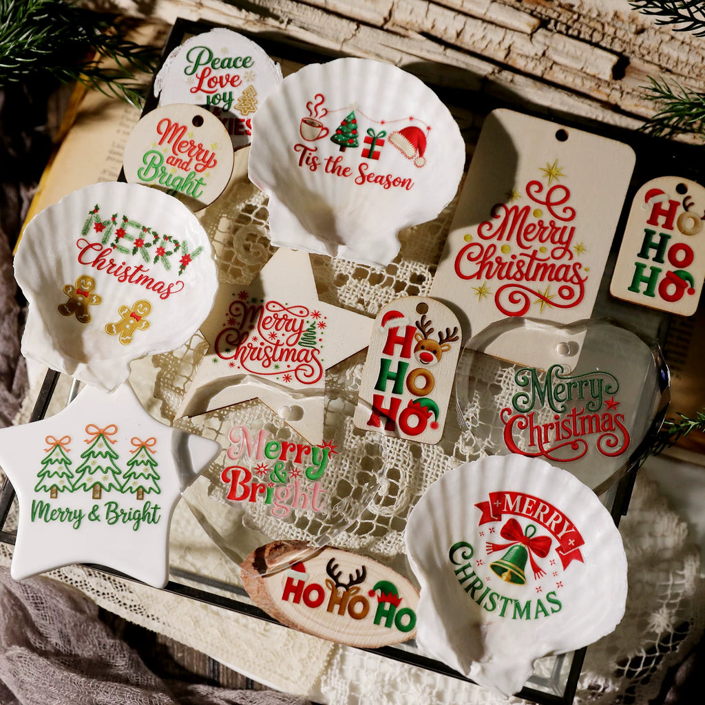 Christmas Embroidery  Quotes UV-DTF Rub-on Stickers