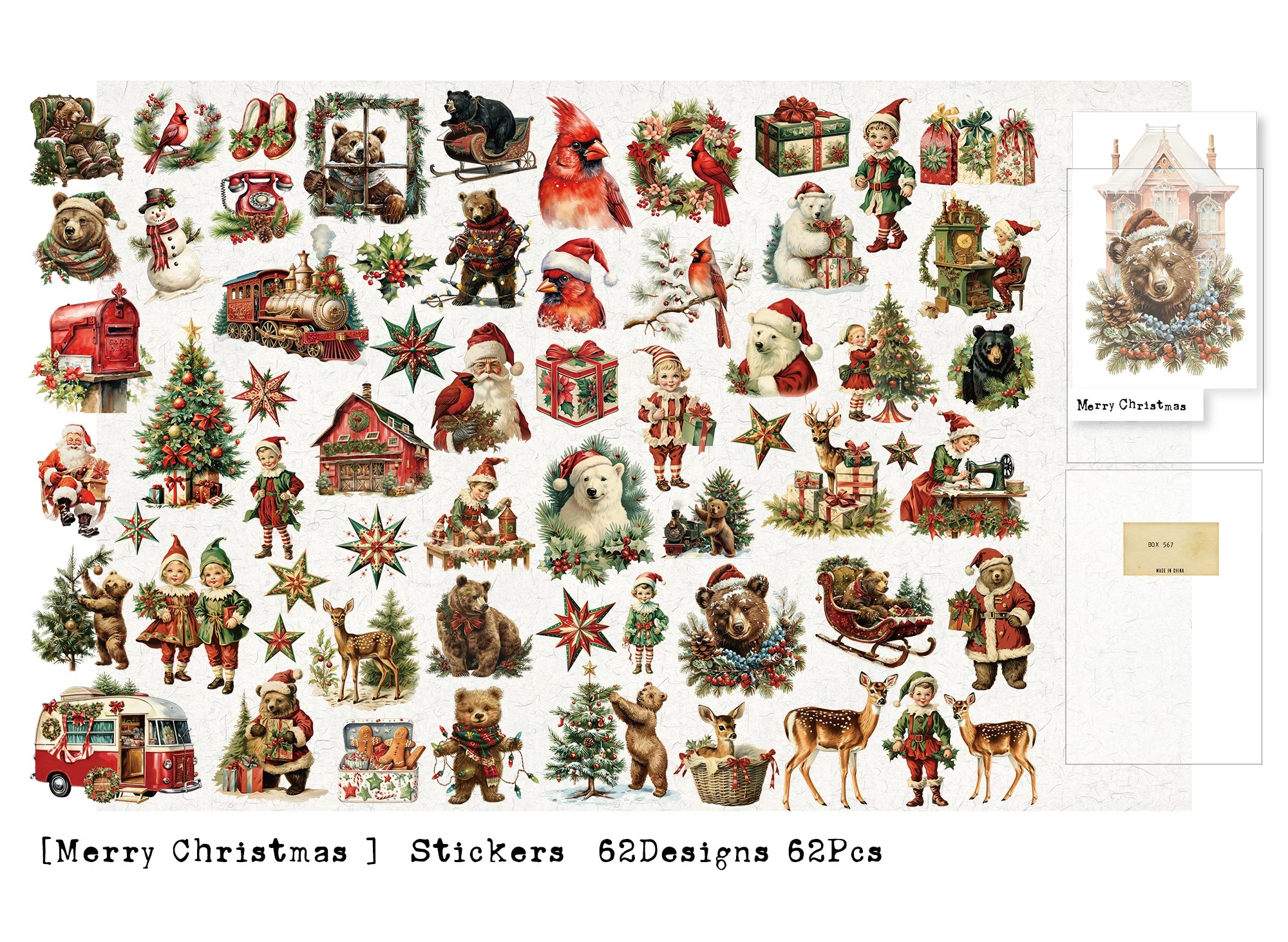 Christmas Bear Vellum Stickers