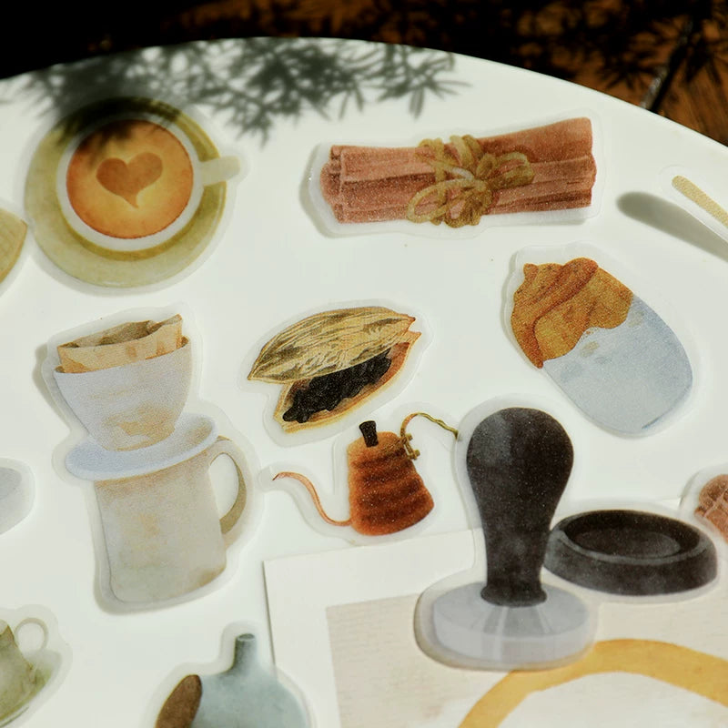 Small Coffee Ingredients Vellum Stickers