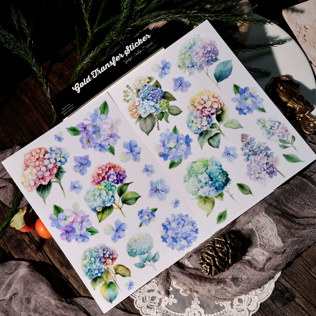 Hydrangea UV-DTF Rub-on Stickers