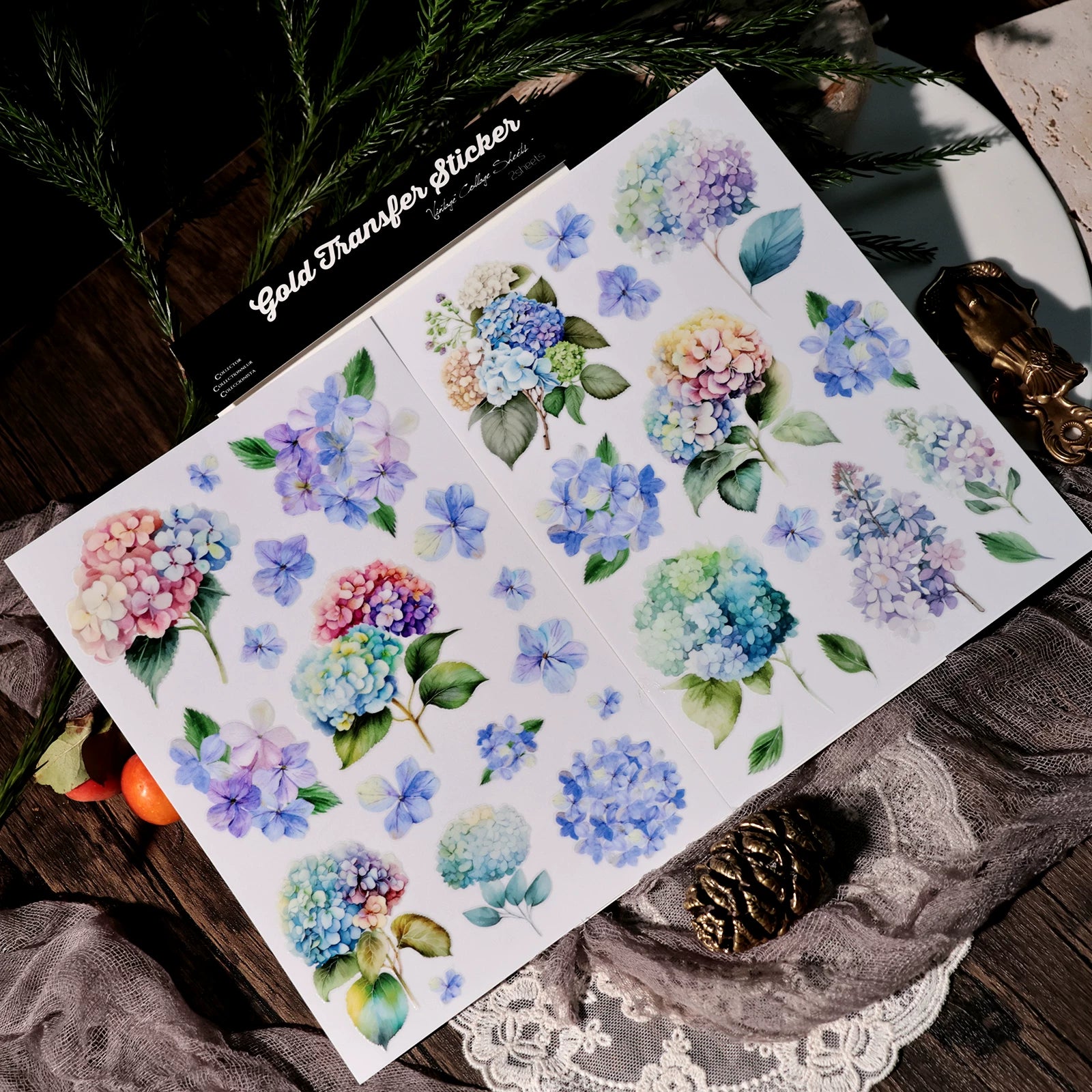 Hydrangea UV-DTF Rub-on Stickers