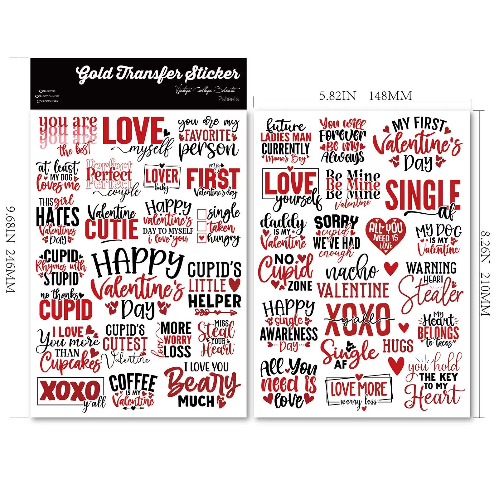 Valentine's Day Phrases UV-DTF Rub-on Stickers
