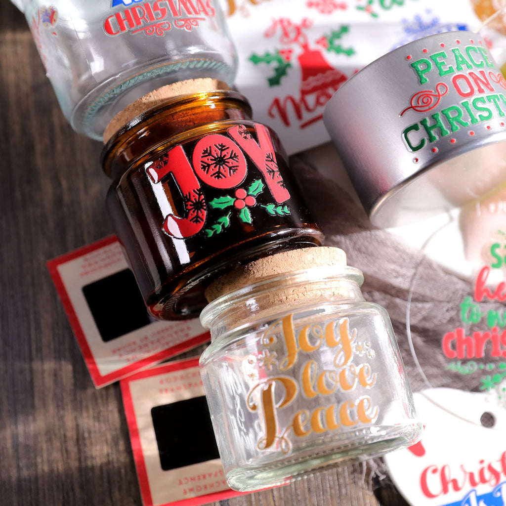 Christmas Hat Quotes UV-DTF Rub-on Stickers
