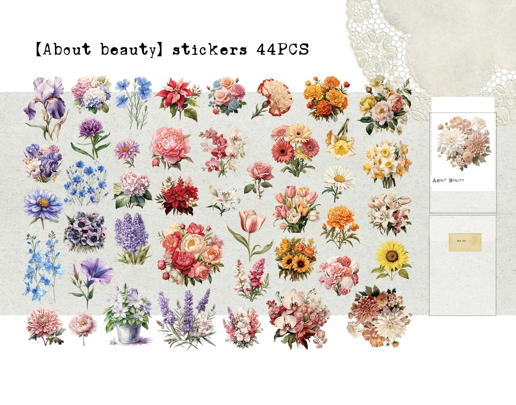 Blooming Flowers Vellum Stickers
