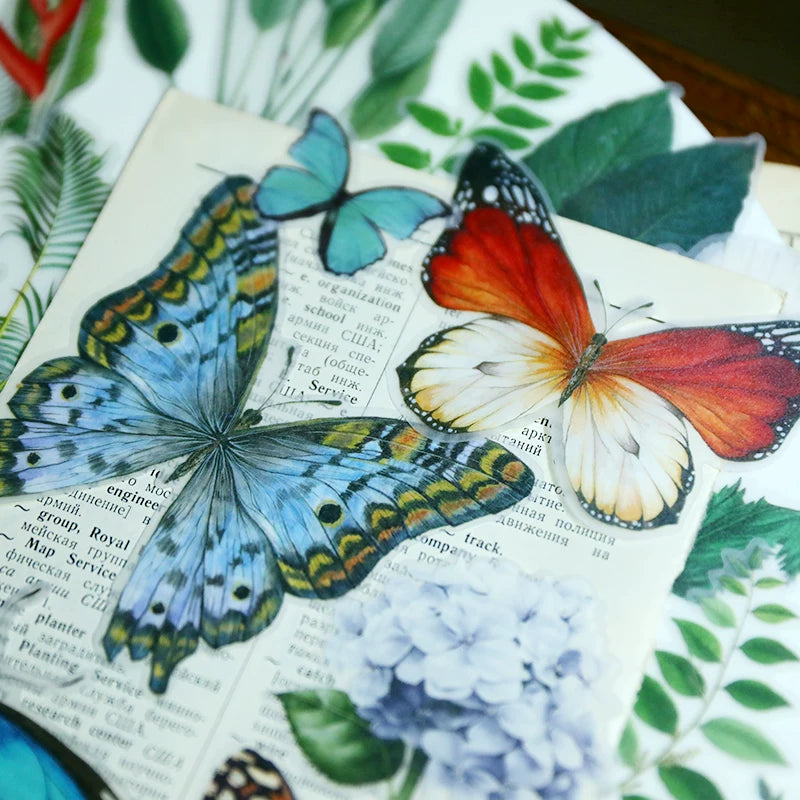Tropical Plants and Butterflies Vellum Stickers