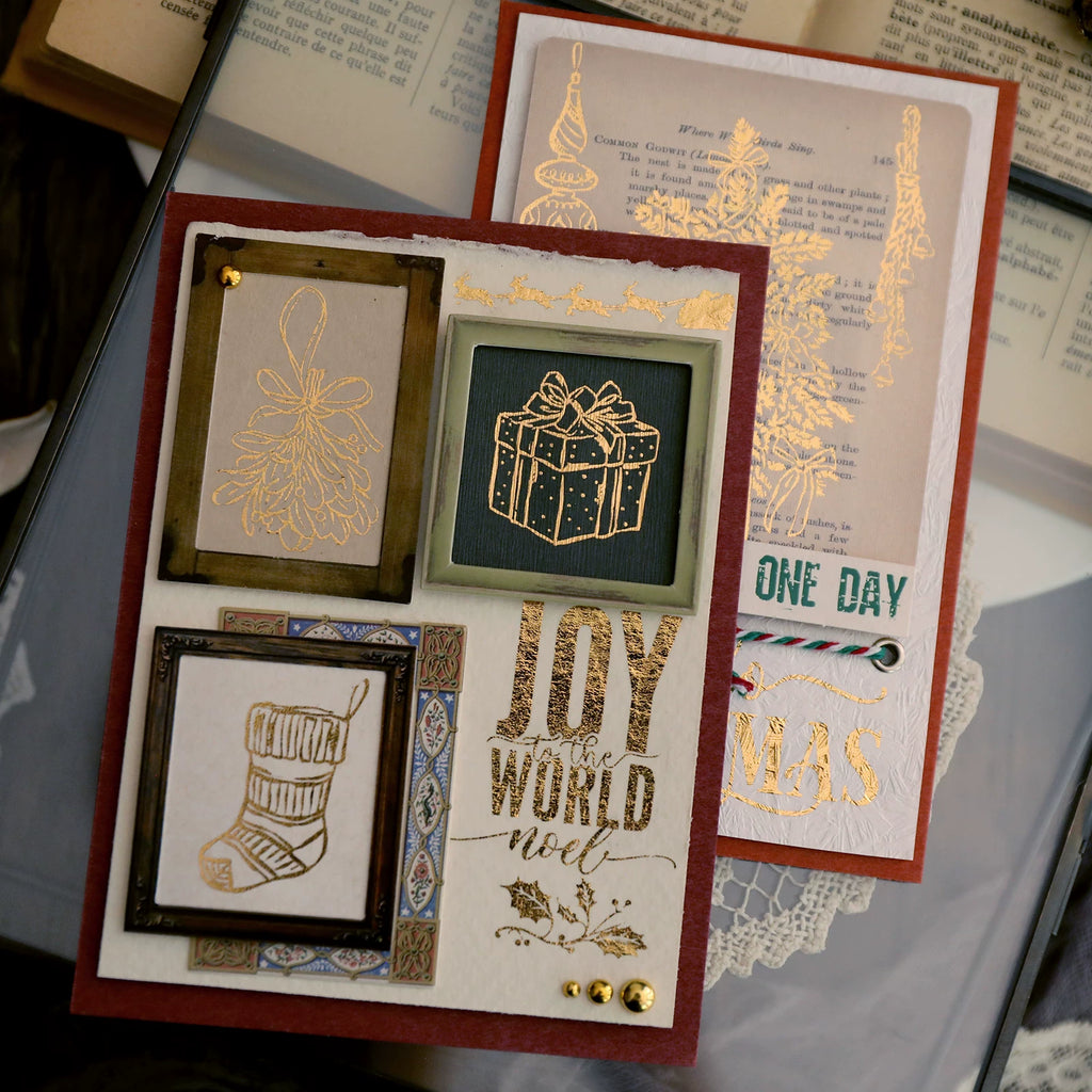 Gold Foil Christmas Rub-on Transfer Stickers