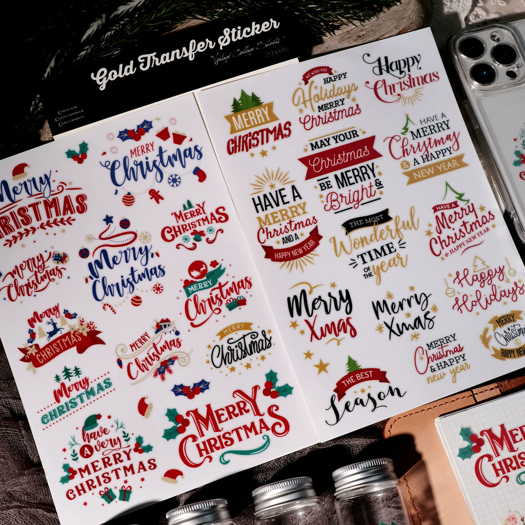 Christmas Color Quotes UV-DTF Rub-on Stickers