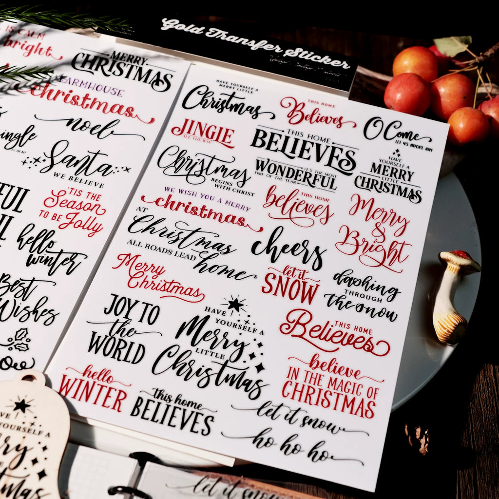 Christmas Black and Red Quotes UV-DTF Rub-on Stickers