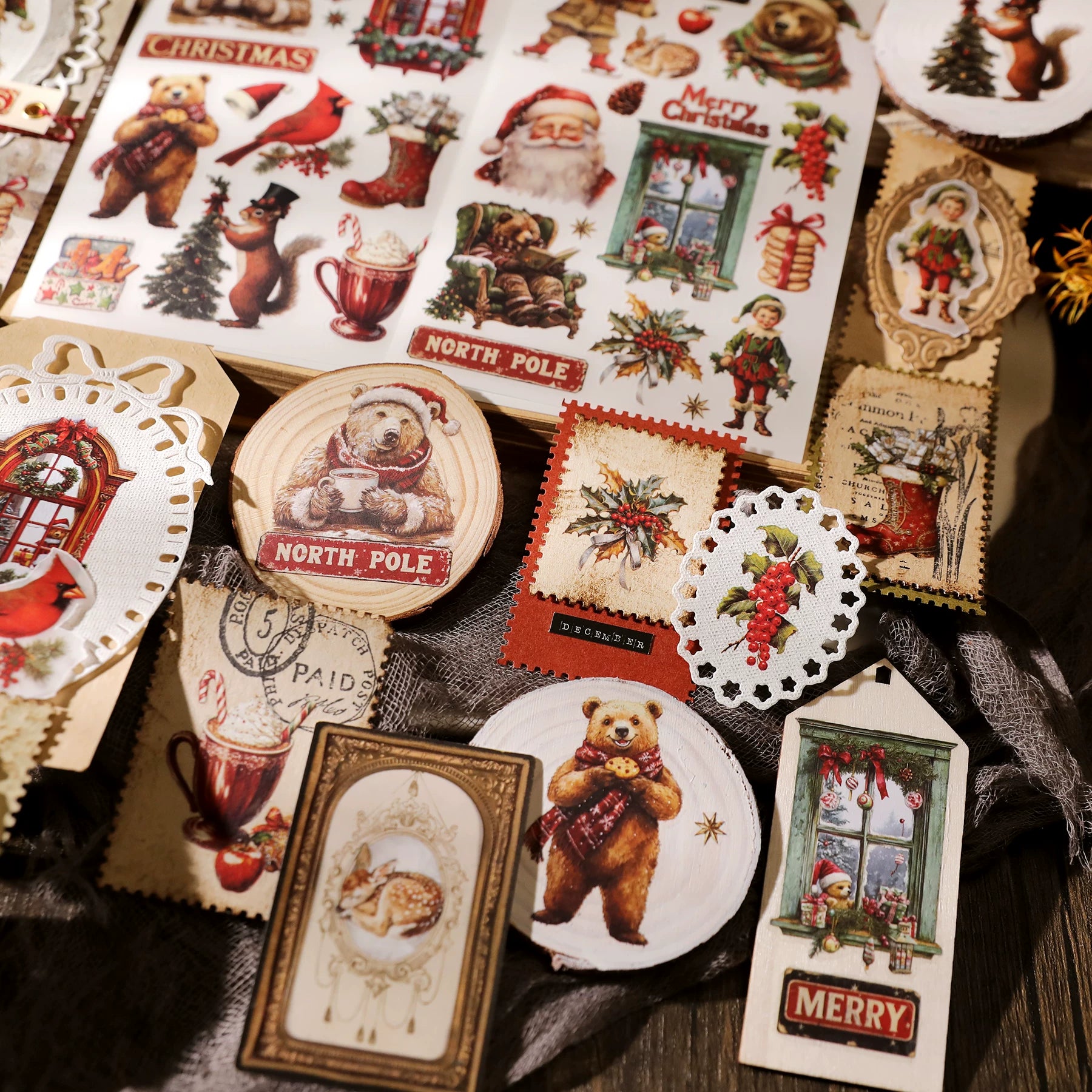 Christmas Matte Rub-on Transfers 2 Small Sheets