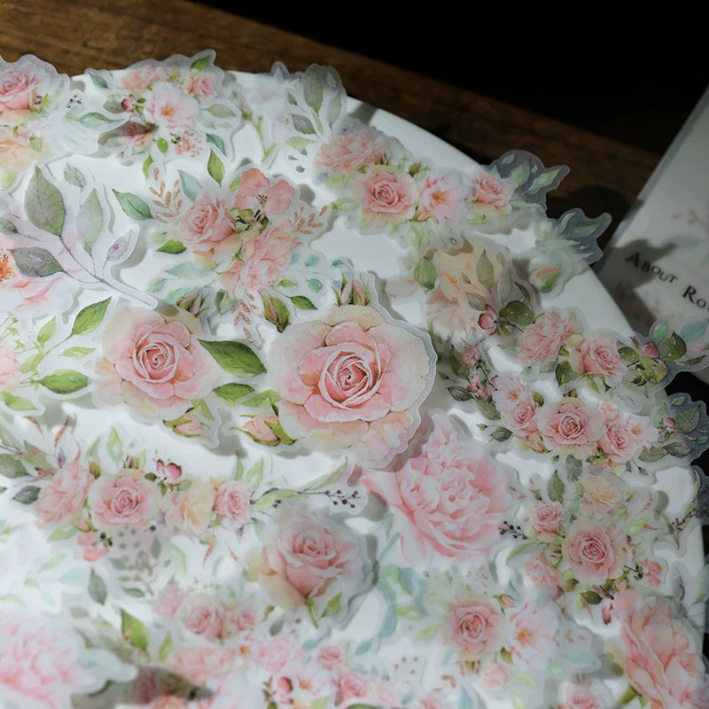 Pink Roses Vellum Stickers