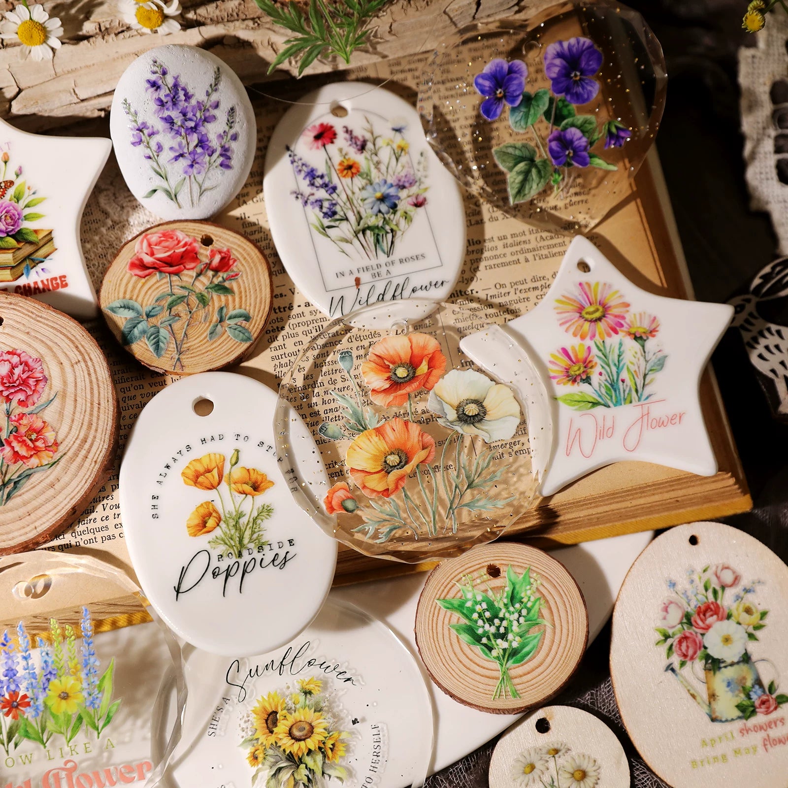 Flower Phrases UV-DTF Rub-on Stickers