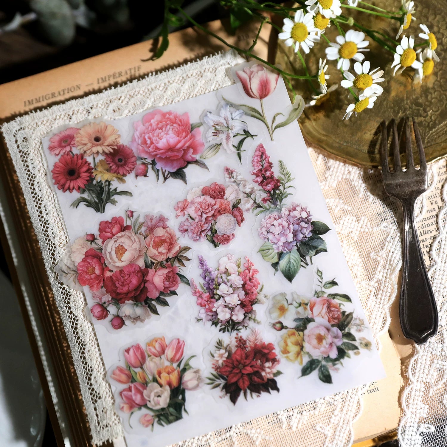 Blooming Flowers Vellum Stickers