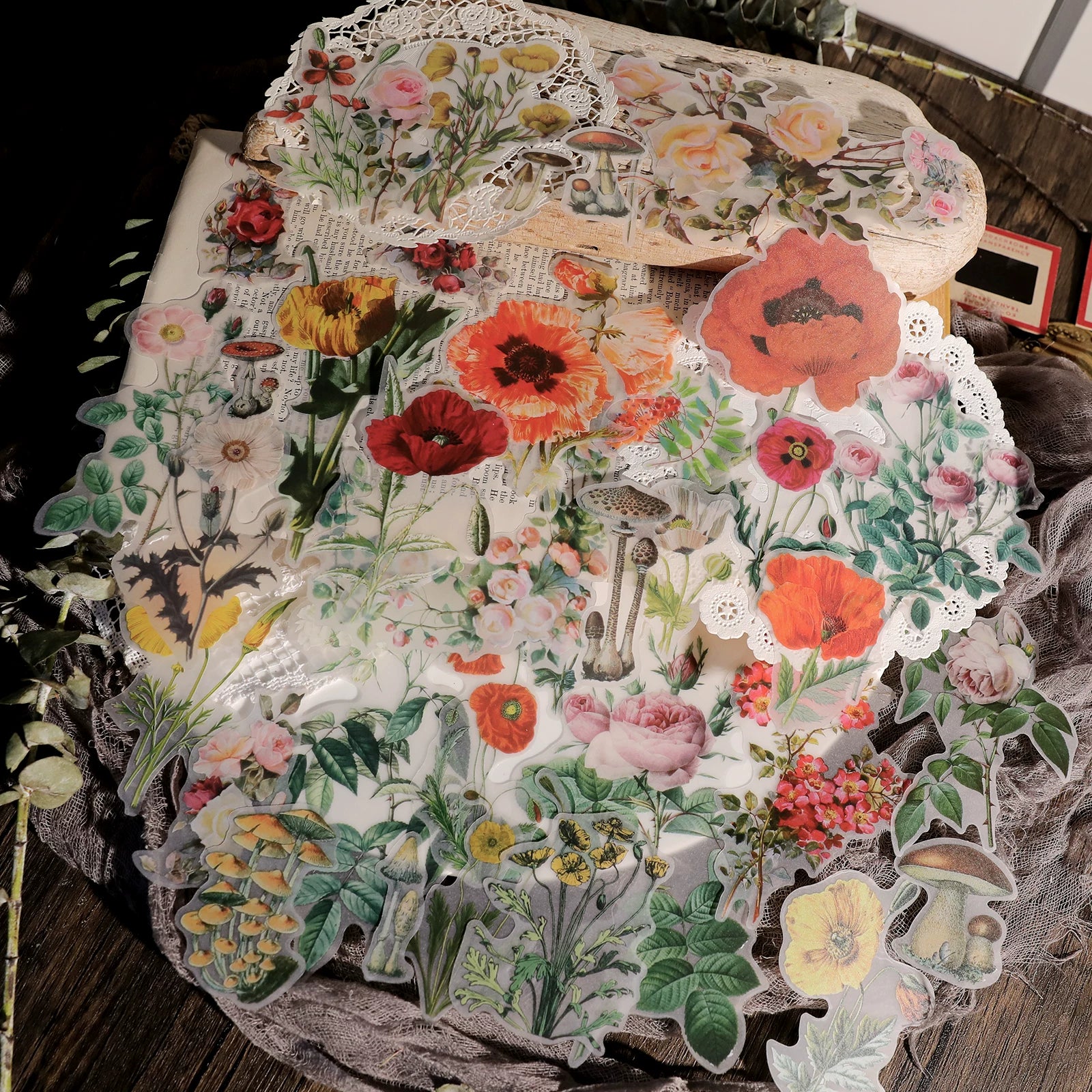 Larger Flowers Vellum Stickers