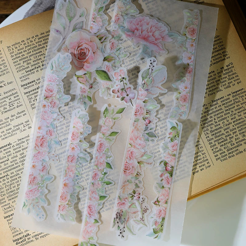 Pink Roses Vellum Stickers