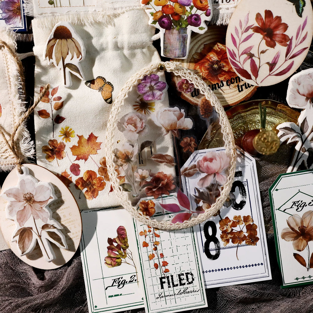 Autumn Dried Flowers Matte Rub-on Transfers