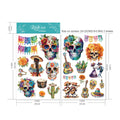 Day of the Dead Halloween Skull Matte Rub-on Transfers 2 Small Sheets