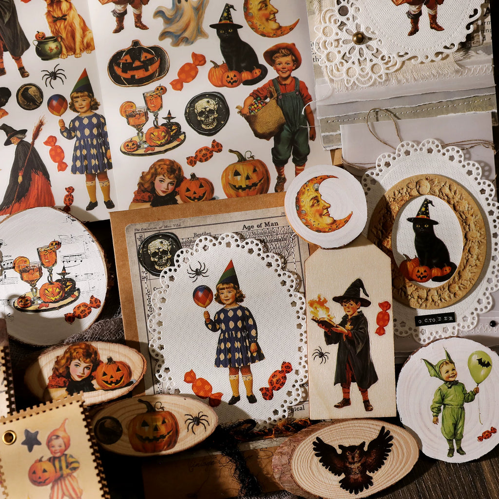 Halloween Matte Rub-on Transfers 2 Small Sheets -Pumpkin