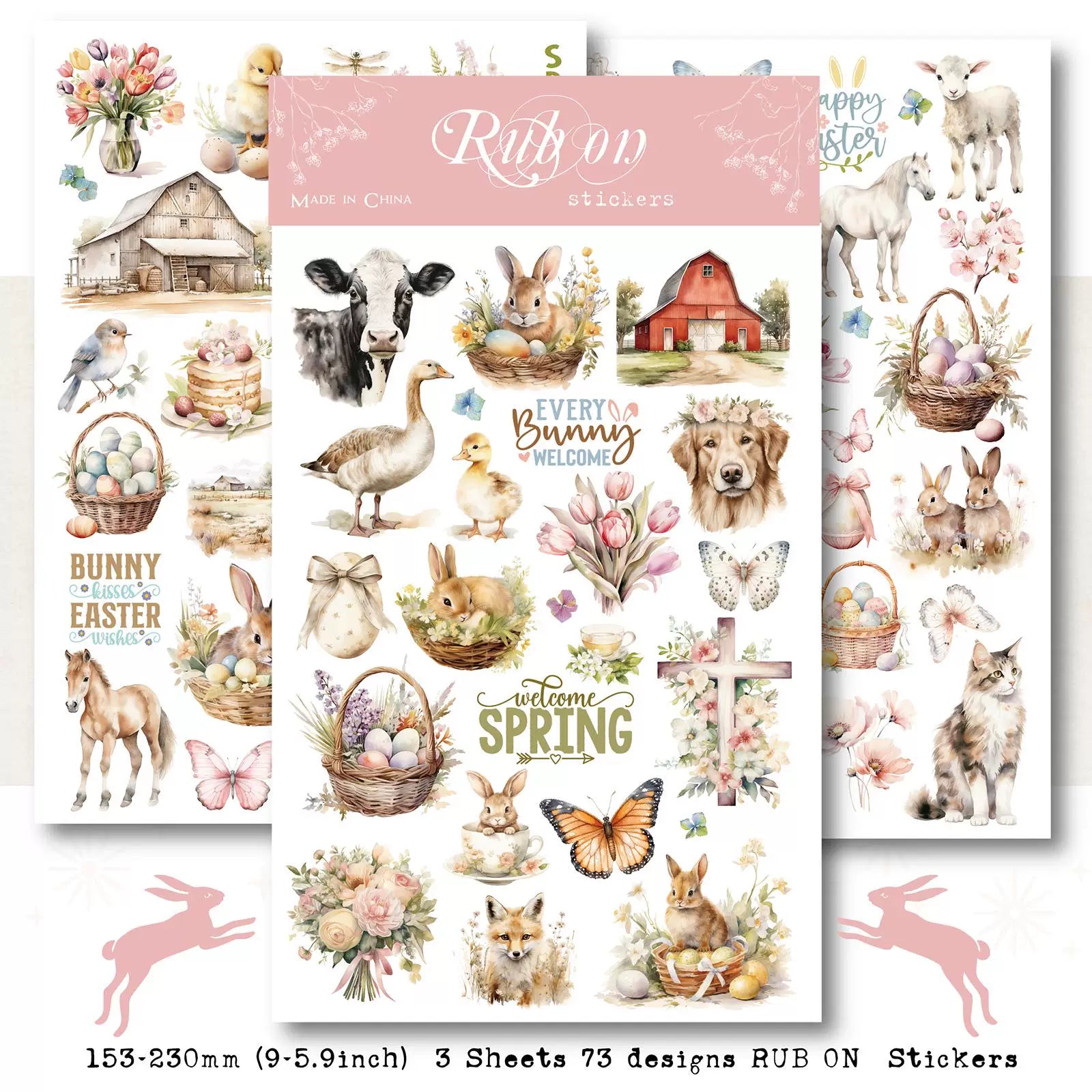 Pink Easter Matte Rub-on Transfers