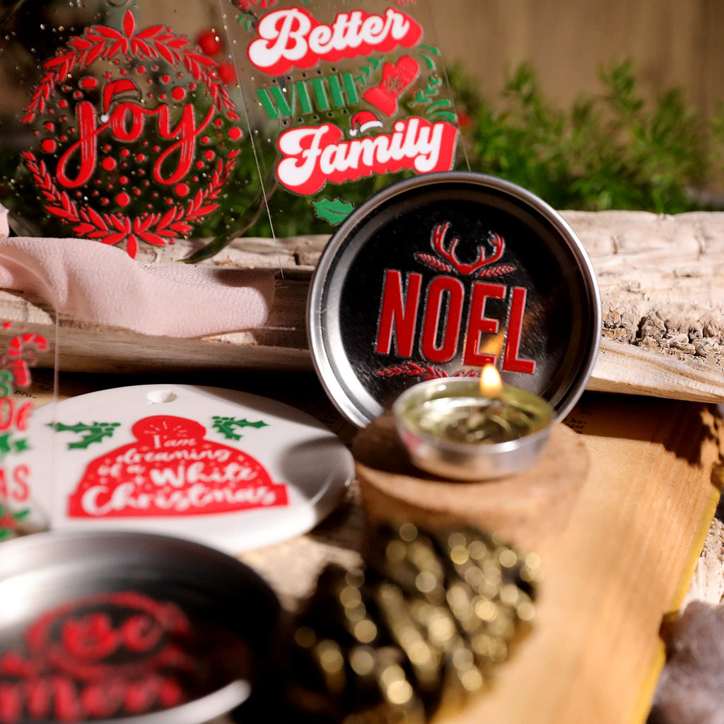 Christmas Hat Quotes UV-DTF Rub-on Stickers
