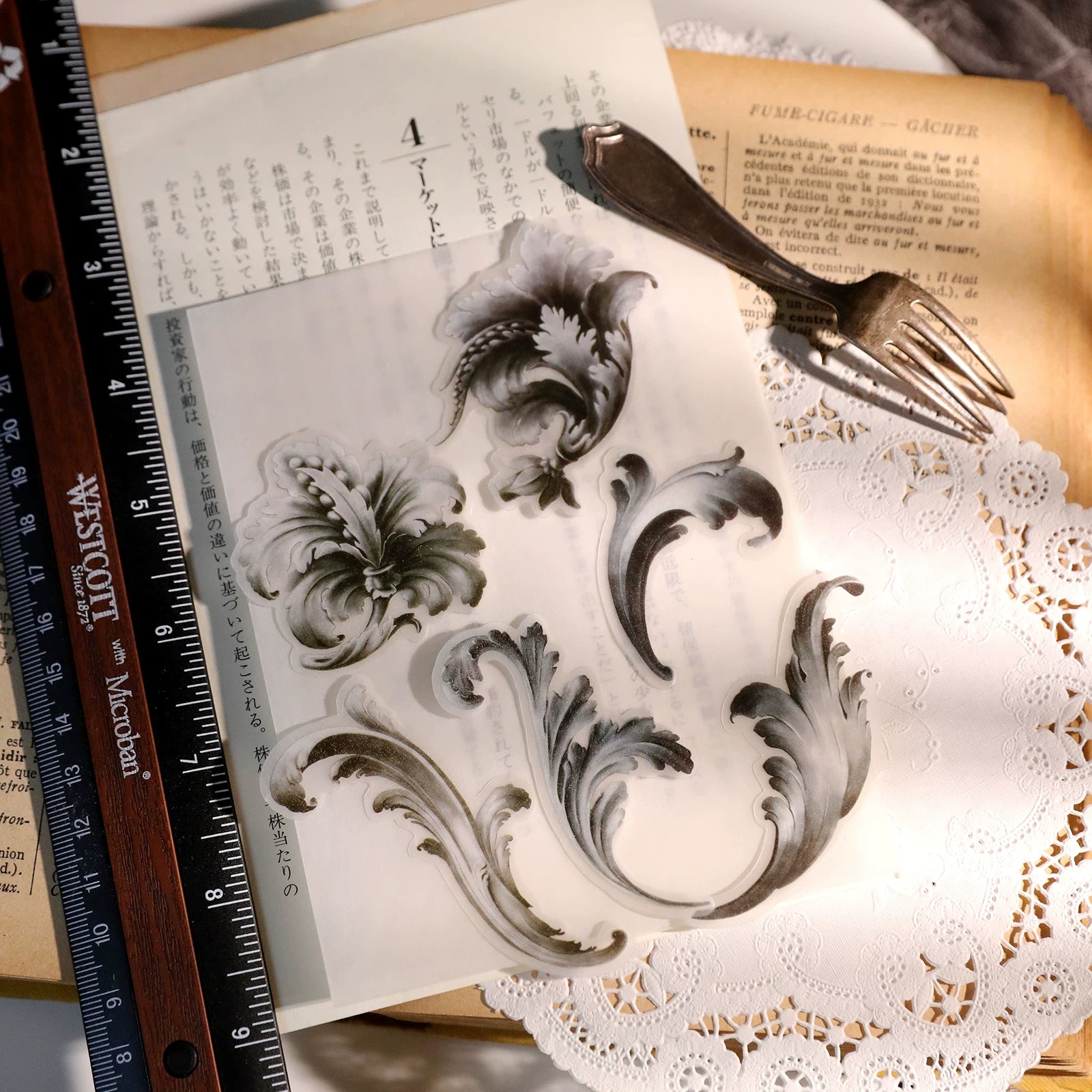 Classical Copperplate Prints Vellum Stickers
