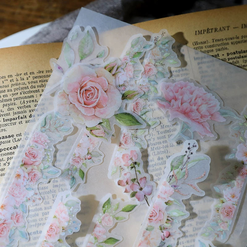 Pink Roses Vellum Stickers