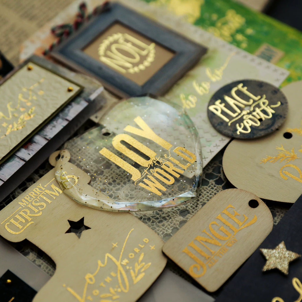 Gold Foil Christmas Rub-on Transfer Stickers