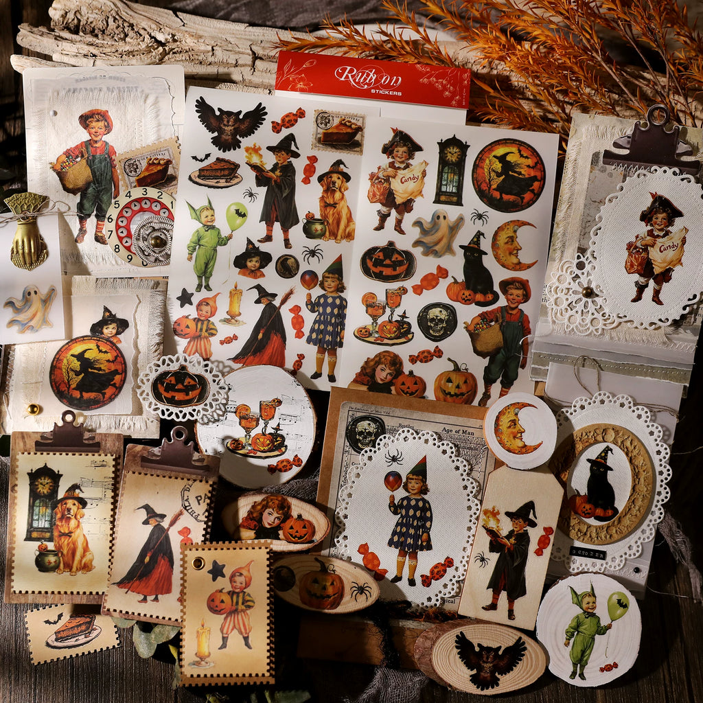 Halloween Matte Rub-on Transfers 2 Small Sheets -Pumpkin