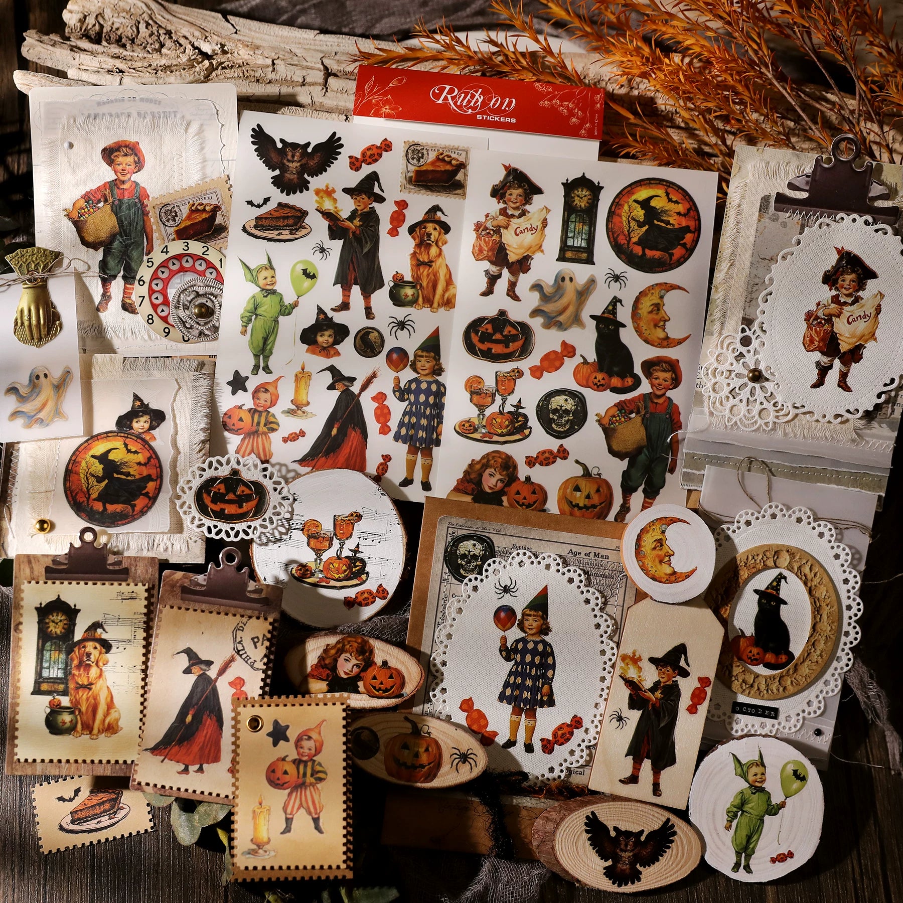 Halloween Matte Rub-on Transfers 2 Small Sheets -Pumpkin