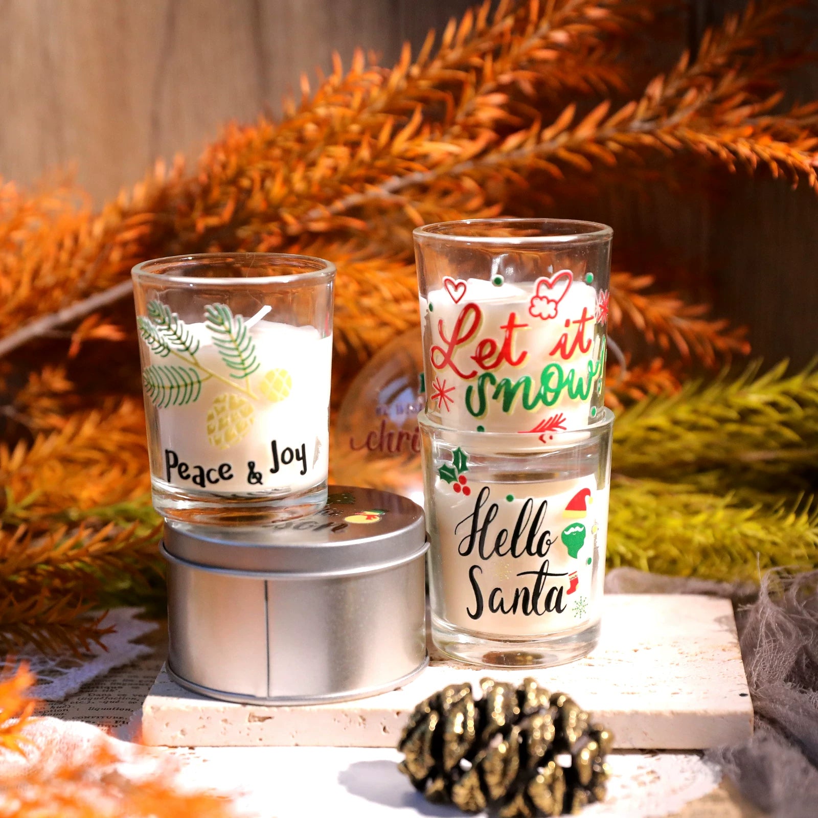 Christmas Leaf Quotes UV-DTF Rub-on Stickers
