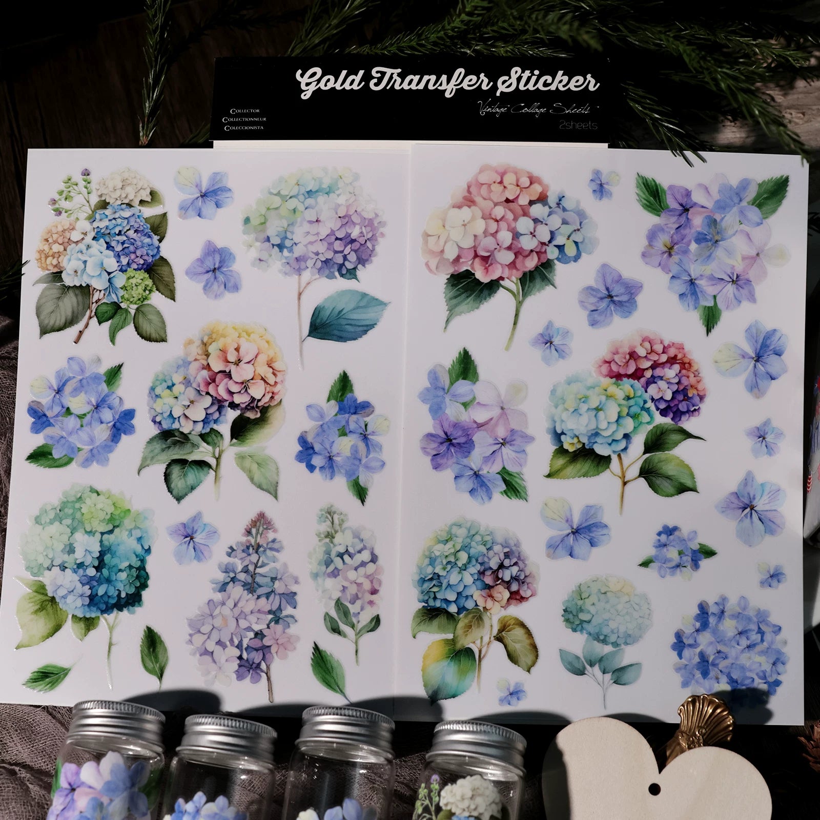 Hydrangea UV-DTF Rub-on Stickers