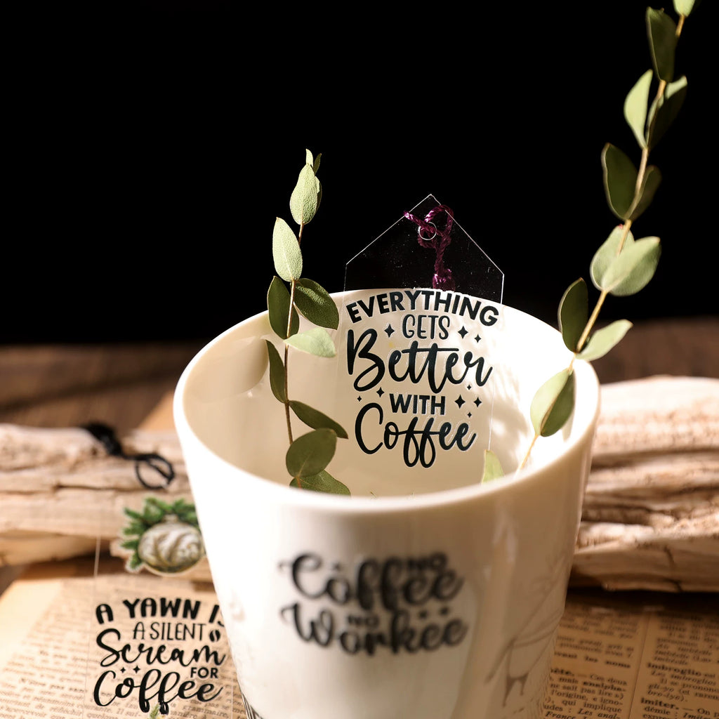 Coffee Phrases UV-DTF Rub-on Stickers