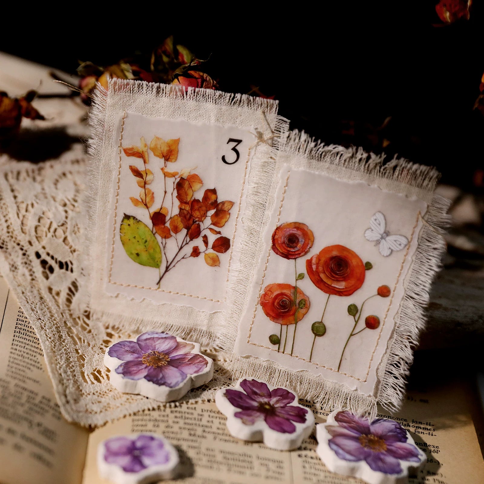 Autumn Dried Flowers Matte Rub-on Transfers