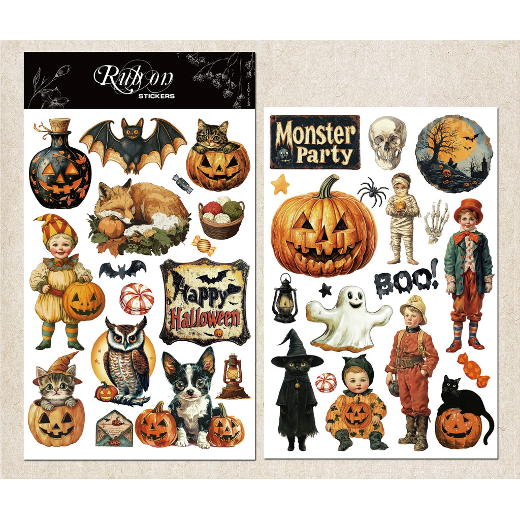 Halloween Matte Rub-on Transfers 2 Small Sheets - Witch