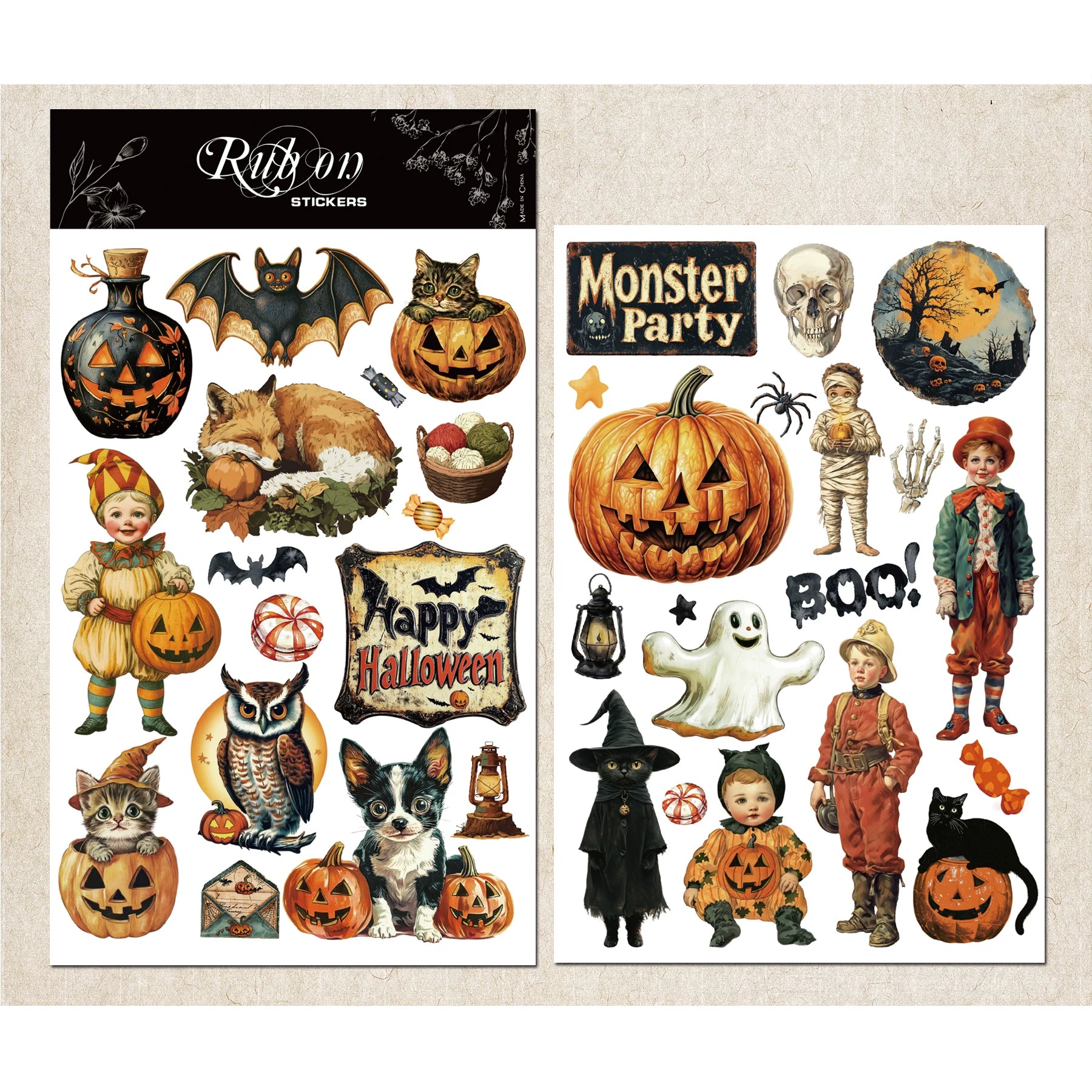 Halloween Matte Rub-on Transfers 2 Small Sheets - Witch