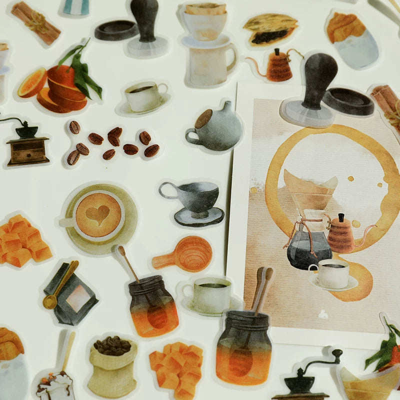 Small Coffee Ingredients Vellum Stickers